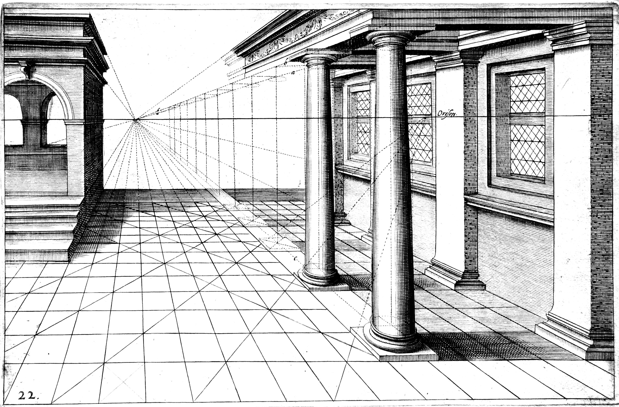 Construction d’un dessin perspectiviste à partir d’un point de fuite